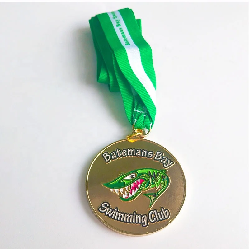 
Wholesale cheap custom design metal soft enamel 3d swimming club souvenir medal 