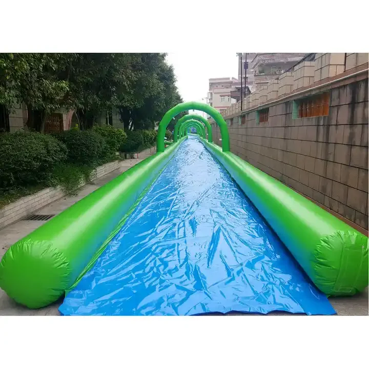 long inflatable city slide track water park inflatable slip n slide water slide
