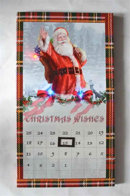 XMAS Light Up Countdown Calendar Creative Santa Claus Canvas Art Prints With LED Lights