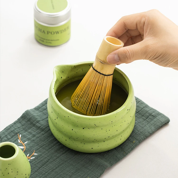 Wholesale Custom Logo Chawan Handmade Ceramic Matcha Bowl With Spout Matcha Kits Set