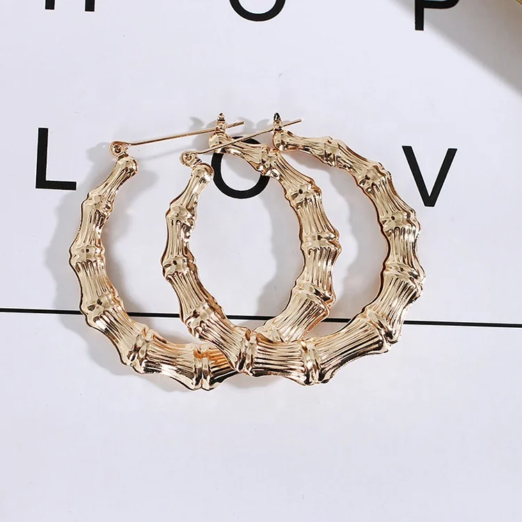 Bohemia gold plated Bamboo Hoop Earrings