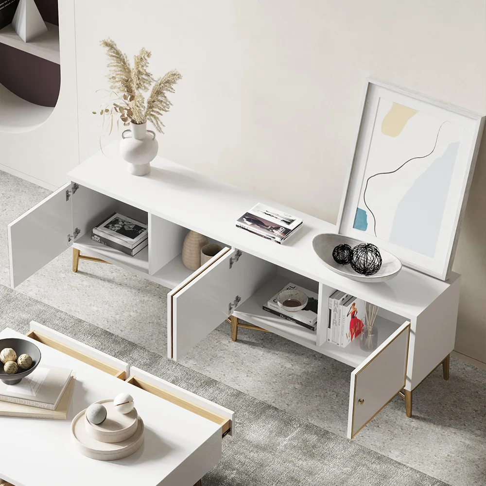 Luxury Modern Custom Design White Black TV Cabinet TV Stand TV Unit Wall Unit Home Furniture Living Room Cabinets