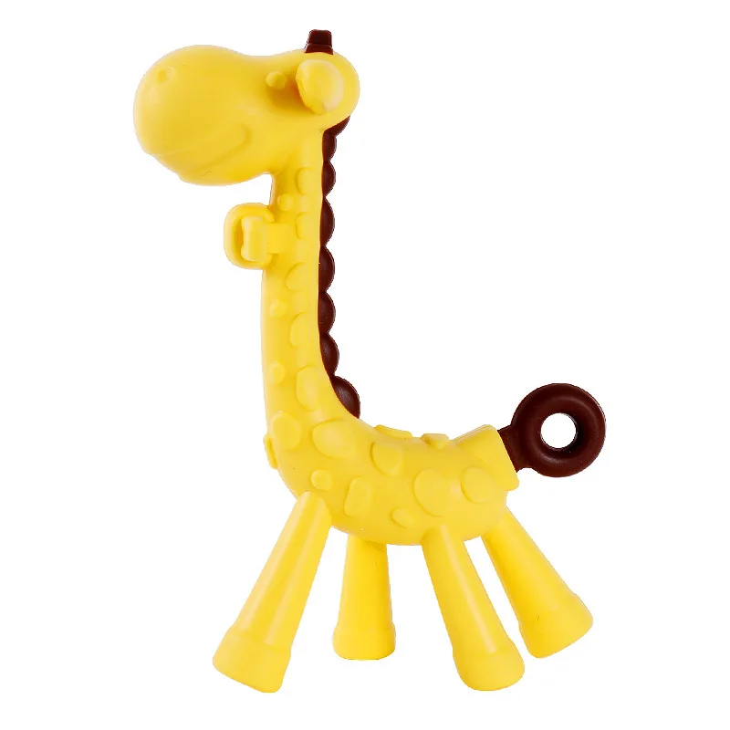Giraffe teething newborn baby deer toy bite silicone food molar stick