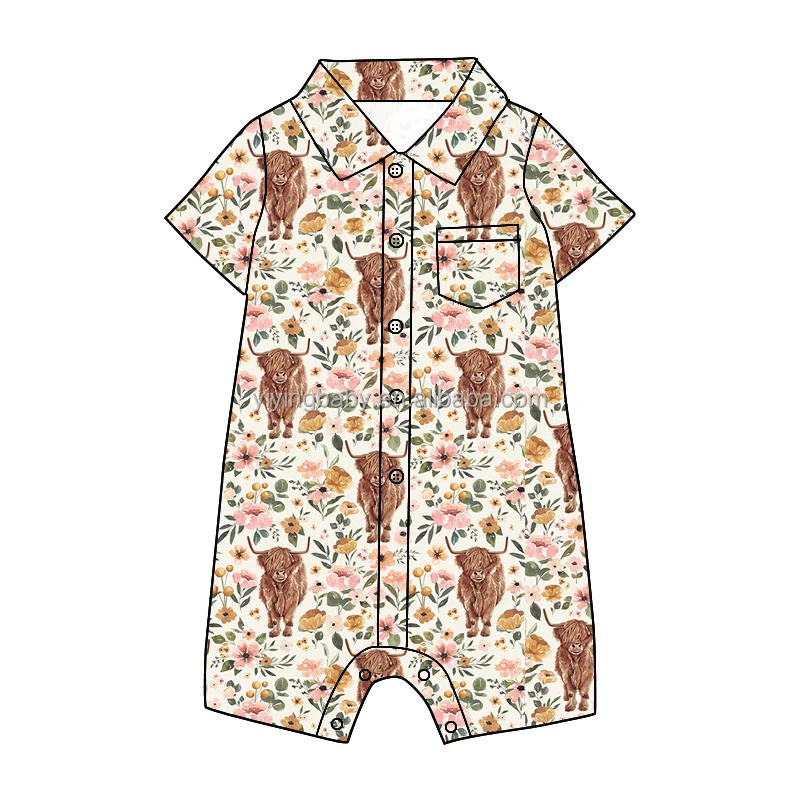 2022 hot sale custom Print Short Sleeve Polo Romper Super Soft  with Snaps  Baby and Kid