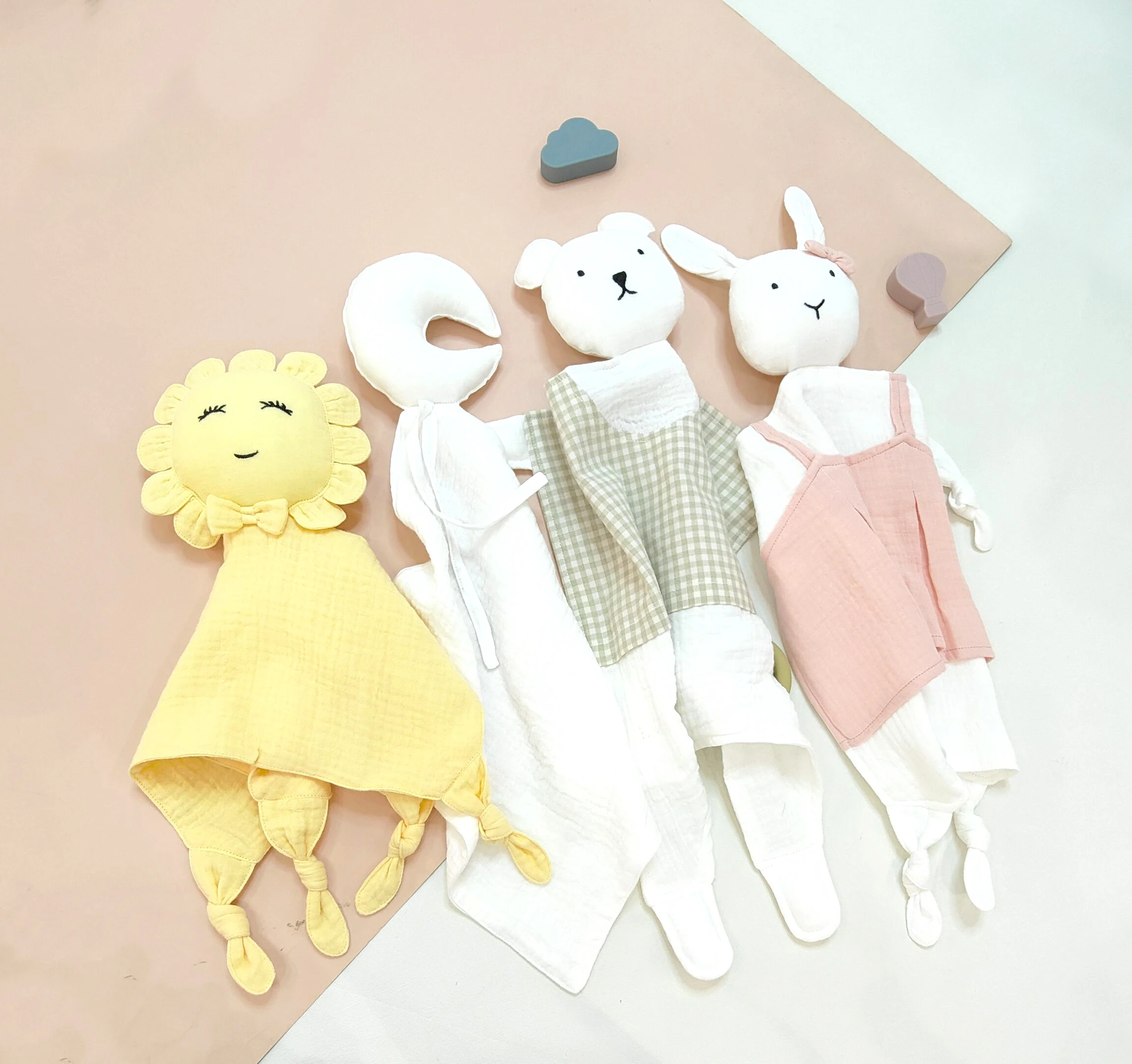 Cute Bunny Baby Bibs Newborn Muslin Saliva Towel Teether Toys Infant Comfort Sleeping Appease Towel Soft