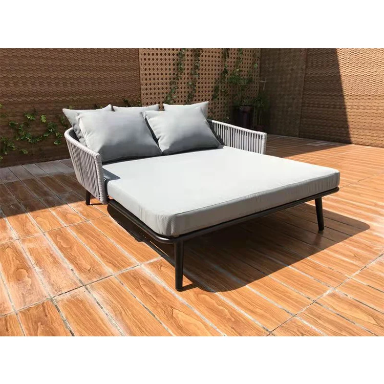 Rope Modern Garden Bed Furniture Outdoor  ,  Bed Furniture Sunbeds Beach Aluminium