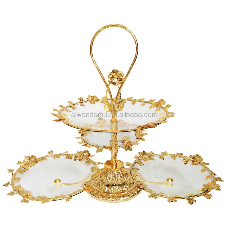 2024 tableware double layers metal cake plate/cookies dishes/snack plate