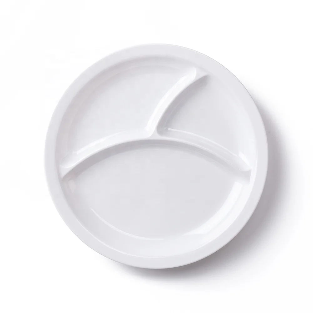 Factory Direct Wholesale Deepen  Rounder Melamine Plastic Baby 3 Divided Party Food Lunch Plates