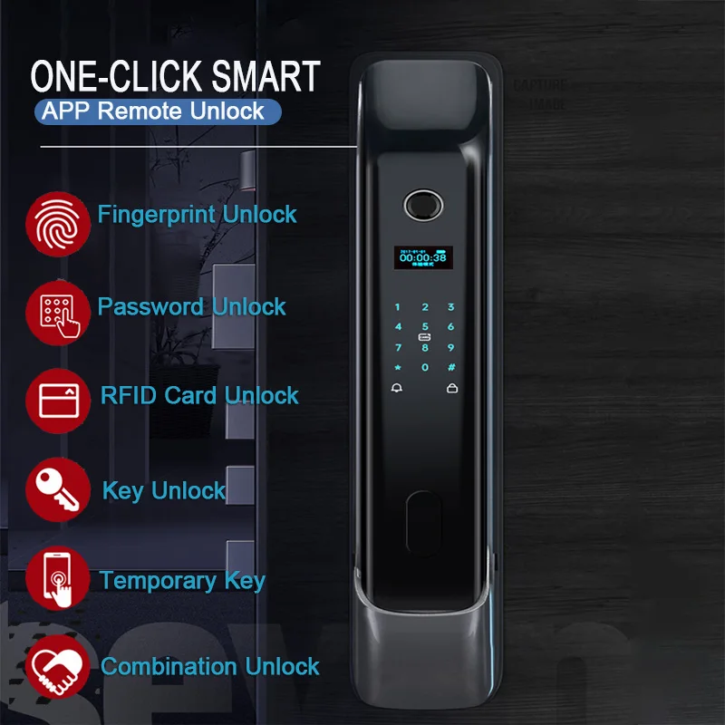 
New Design Smart Lock Work With Tuya Unlock With Fingerprint Password Key Cards APP Support Temporary Password 