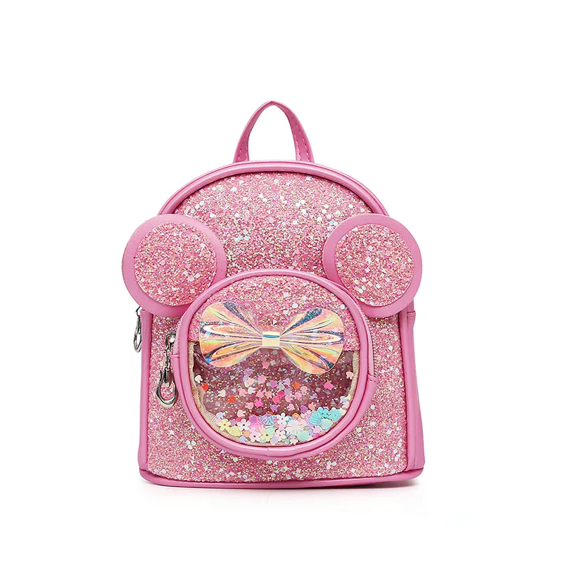 New Design Cute Mickey Mouse Ear Girls Cute Backpack Bag Kindergarten Shinny School Bag Little Kids Lovely Book Bag