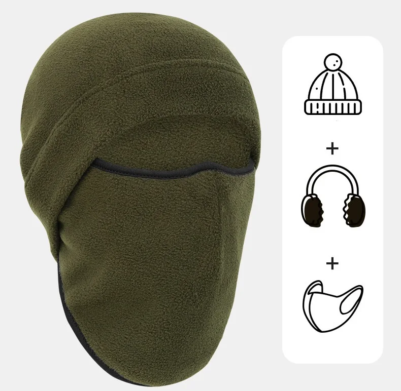 Winter Ski Hats Beanies Outdoor Sports Cycling Windproof Polar Fleece Thermal Head Cover And Face Mask