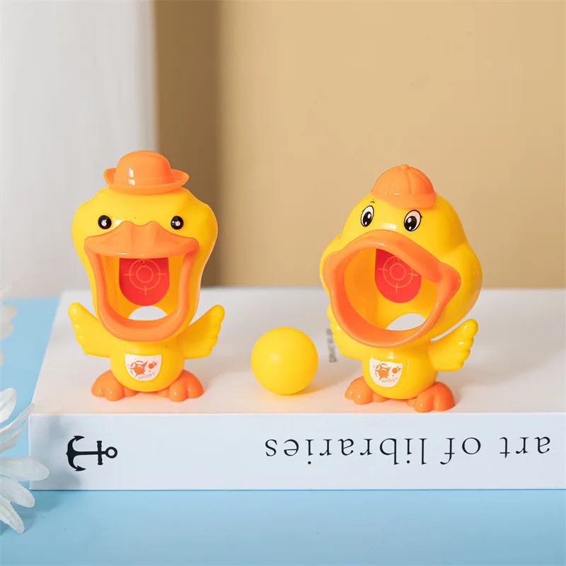 VP478 Cartoon launches ping-pong soft bullet gun Toys play family parent-child interaction Shooting cartoon duck suit