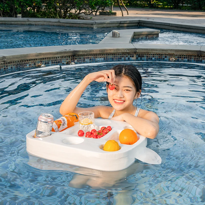 9 Hole Large Capacity Durable Floating Closed Cell Foam Vinyl Coating with LId Pool Floating Drink Holder Pool Trays
