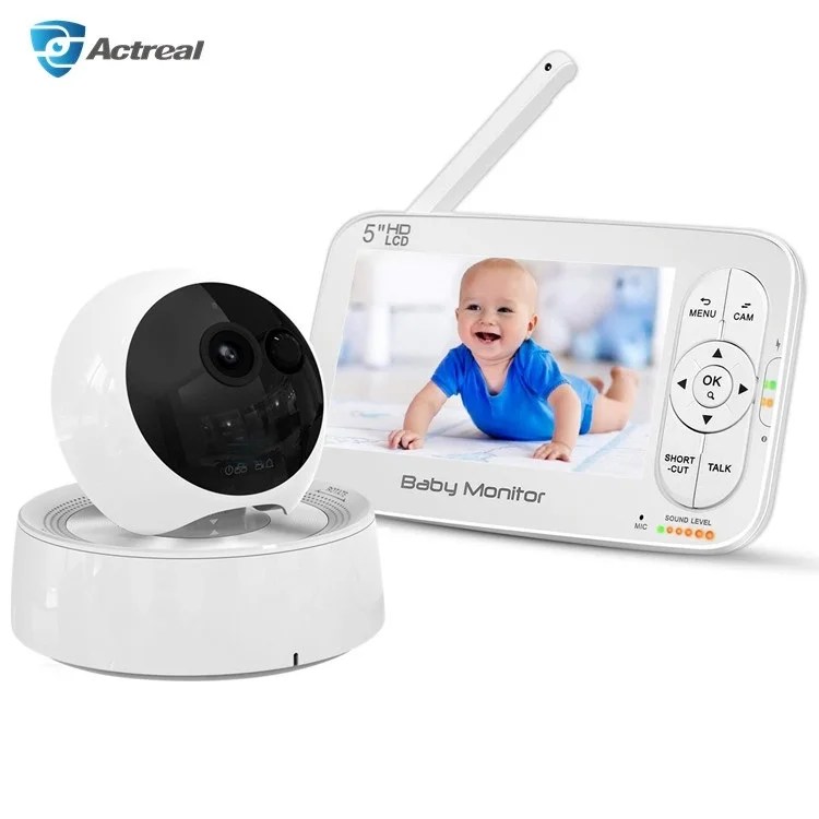 Long Standby VOX Mode Sound Activated Built-in Lullabies Night Vision HD 5 inch Baby Camera Intelligent Wireless Video Babyphone