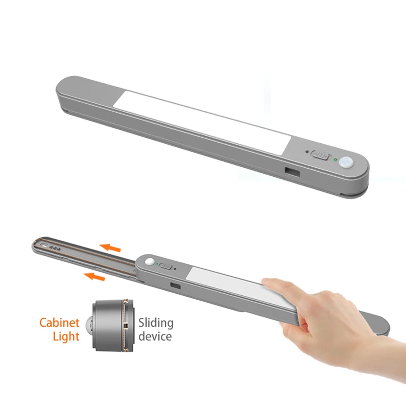 Usb Charging Closet Battery Powered led Wireless Motion Sensor Under Lamp Sliding Device Bathroom Mirror Cabinet with Light