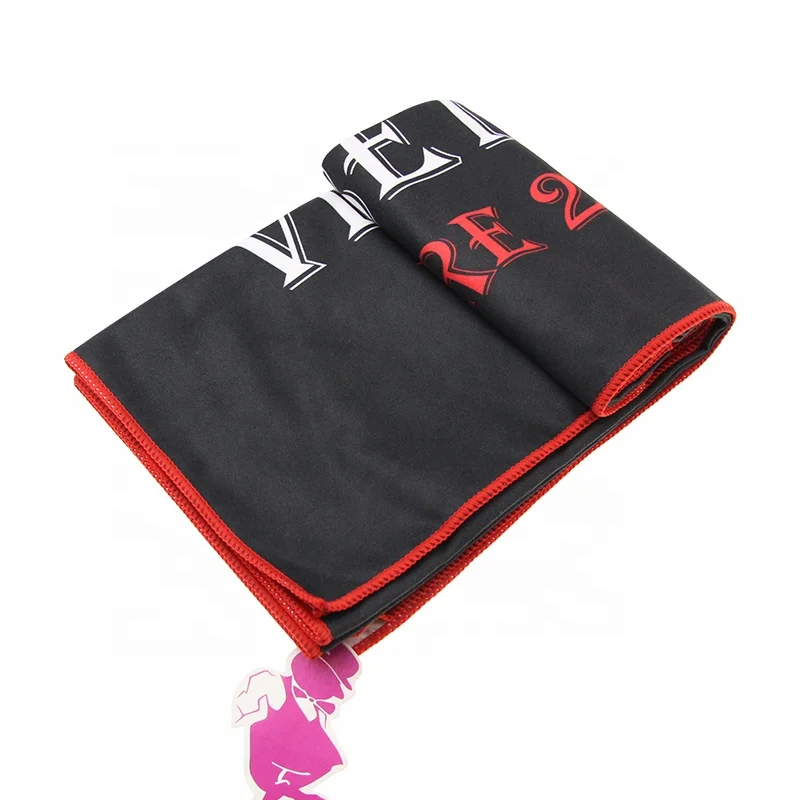 Custom Print microfiber Black Slogan Gym sport towel with logo