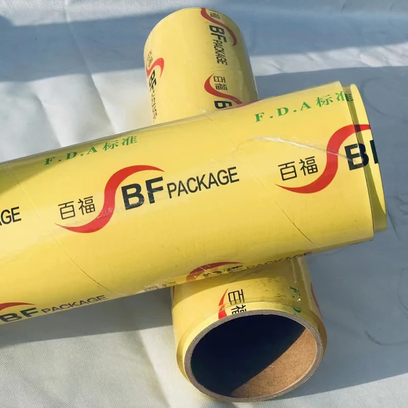 Customized size 45cm * 1500m Food Fresh-keeping Moisture Proof Soft reasonable price food wrap stretch film for Supermarket