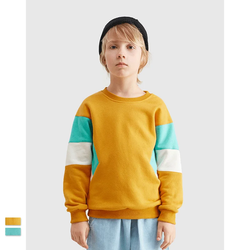
High Quality Super Soft three color matching loose shoulder round neck boy Sweatshirt 