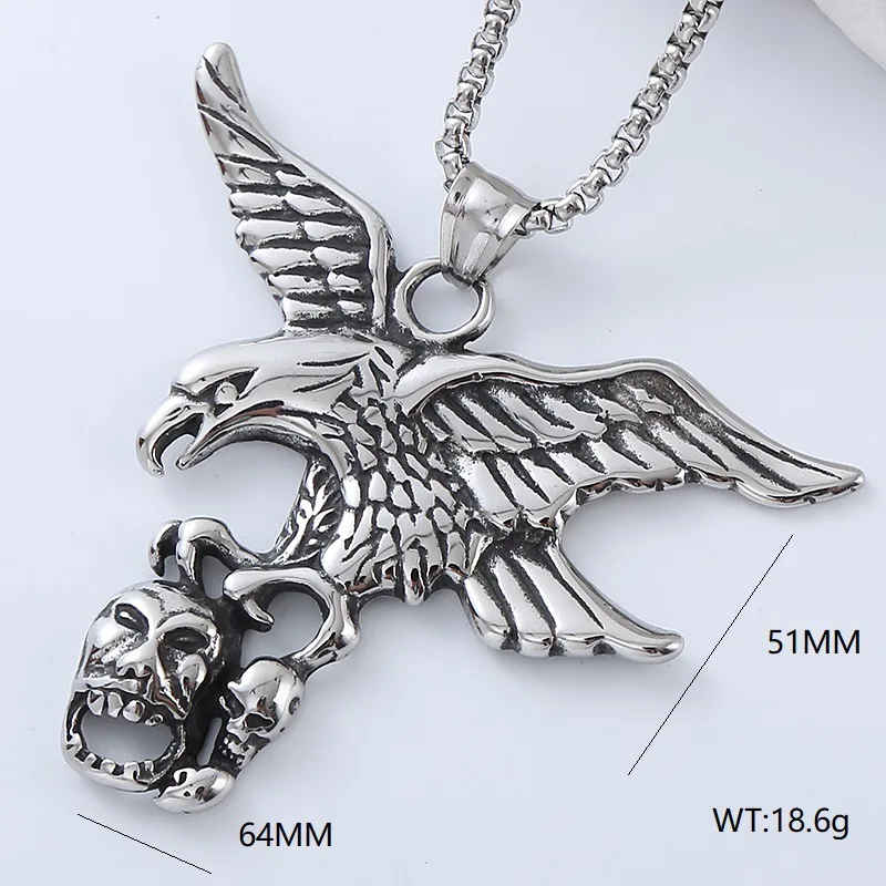 Hip Hop Stainless Steel  Mens Animal Necklace  Pendant Chain Dragon Snake Hawk Eagle Elephant Monkey WolfJewelry Necklaces Gift