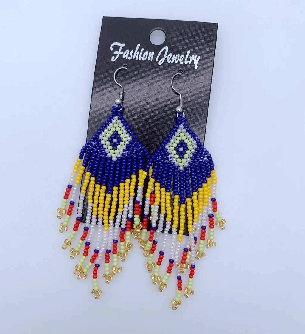 Bohemia Handmade Glass Seed Beaded Tassel Dangle Earring For Girls Jewelry