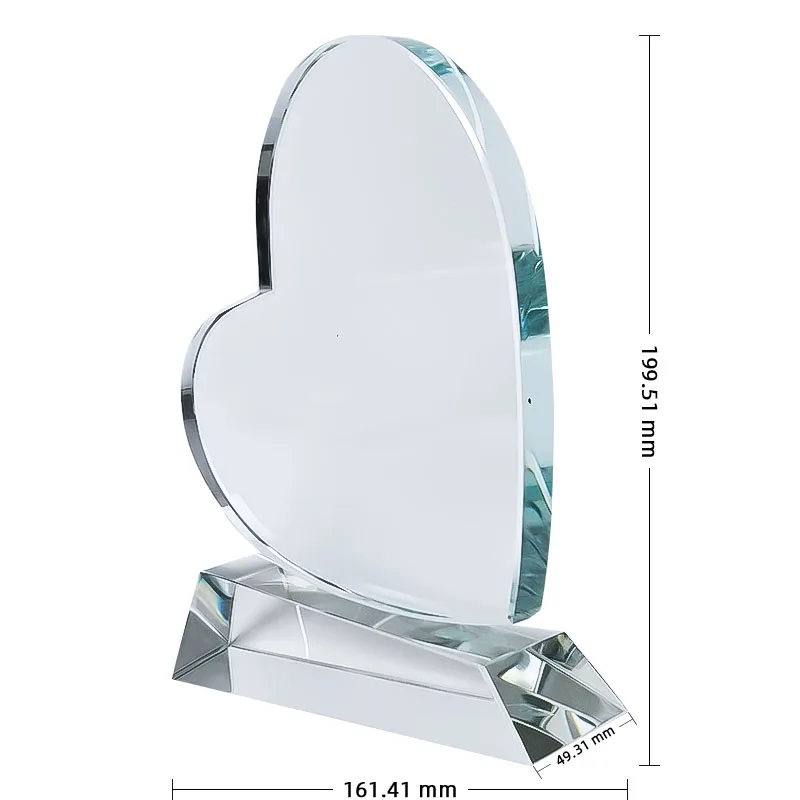 adoration CRYSTAL HEART AWARDS Custom heart-shaped glass crystal award plaque cup blank