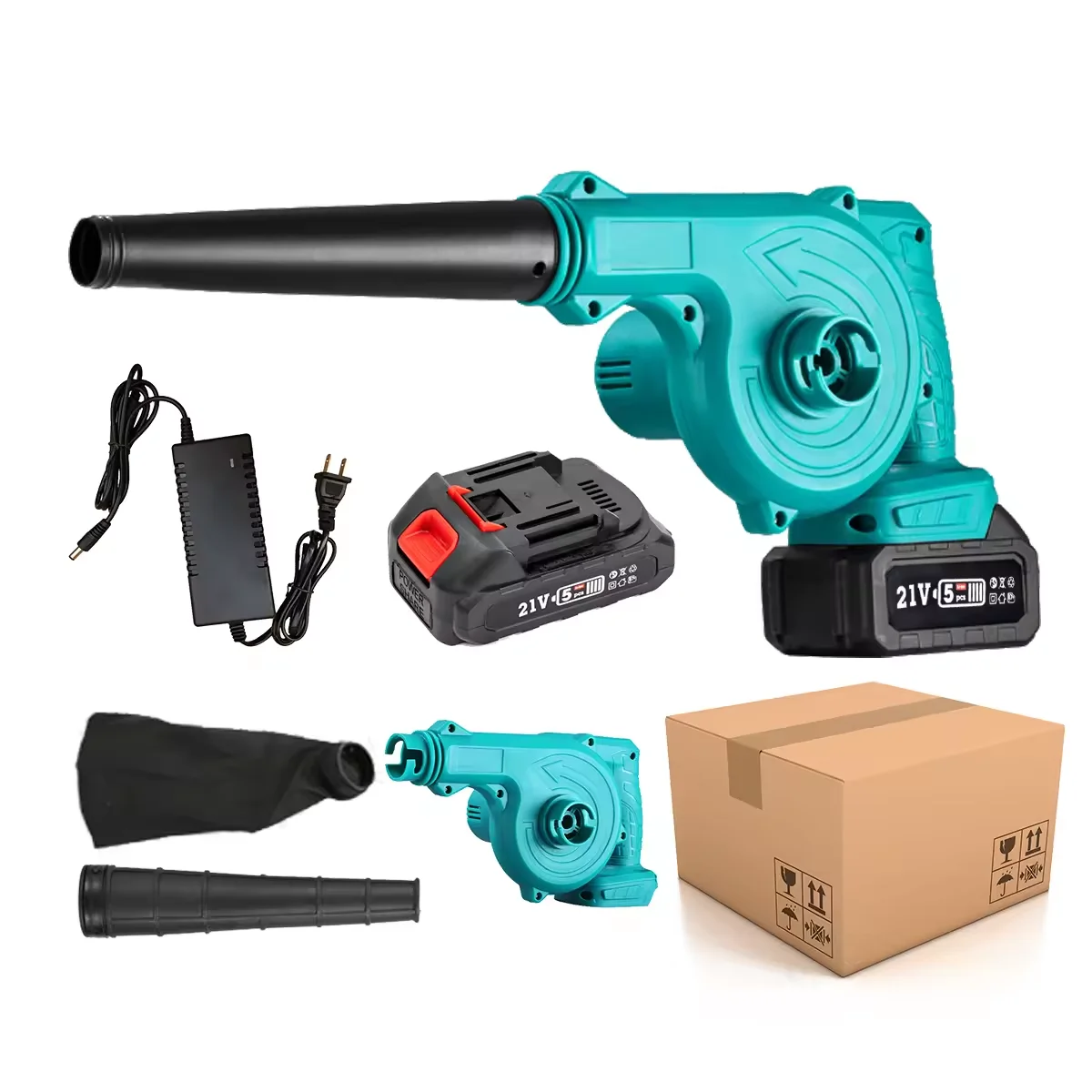 2 in 1 21V Cordless Electric Air Leaf Blower & Suction Leaf Computer Dust Cleaner Collector Power Tools