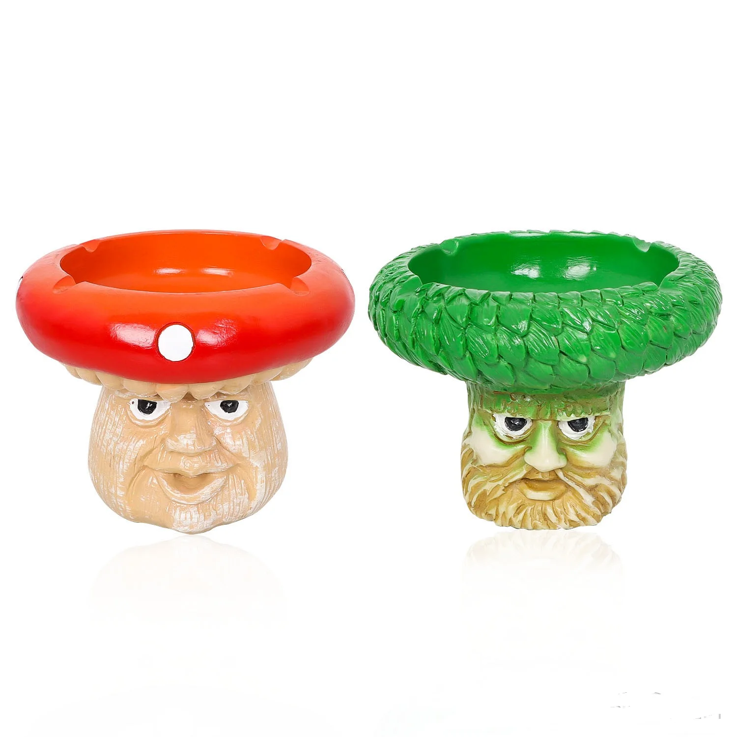 Wholesale Fashion Design Mushroom Ashtray Resin Oem Red and Green Smoking Accessories