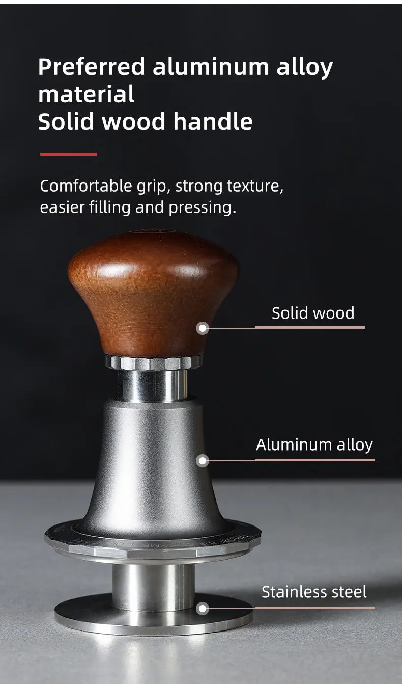 zeroHero 58.5mm 30lb Impact Stainless Steel Espresso Coffee Tamper Portable with Constant Pressure Force Metal Material