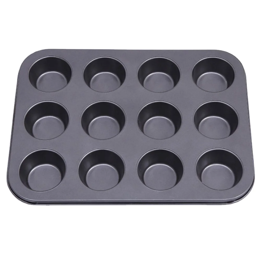 2024 Hot 12-hole Chiffon Cake Baking Mold Carbon Steel Non-stick Standard Household Muffin Trays