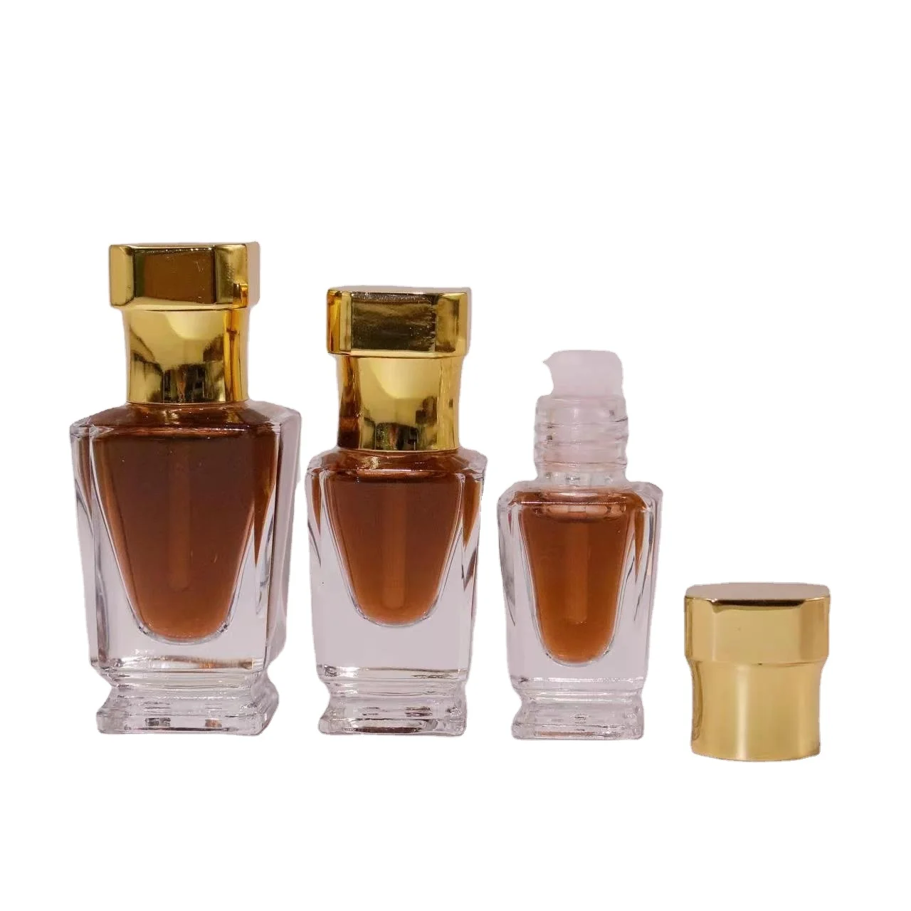 3ml 6ml 12ml Square Attar Bottle Glass Oud Oil Perfume With Zamac Cap and Glass stick