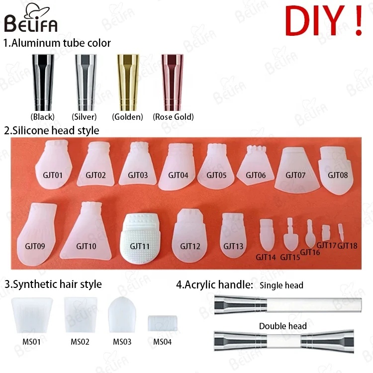 private label vegan facial and body silver double-ended white silicone face flat head fine masking silicon mask applicator brush