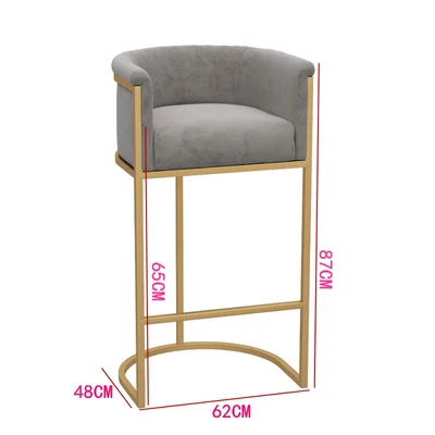 Modern factory hot selling high back gold frame metal counter bar stool, bar chair