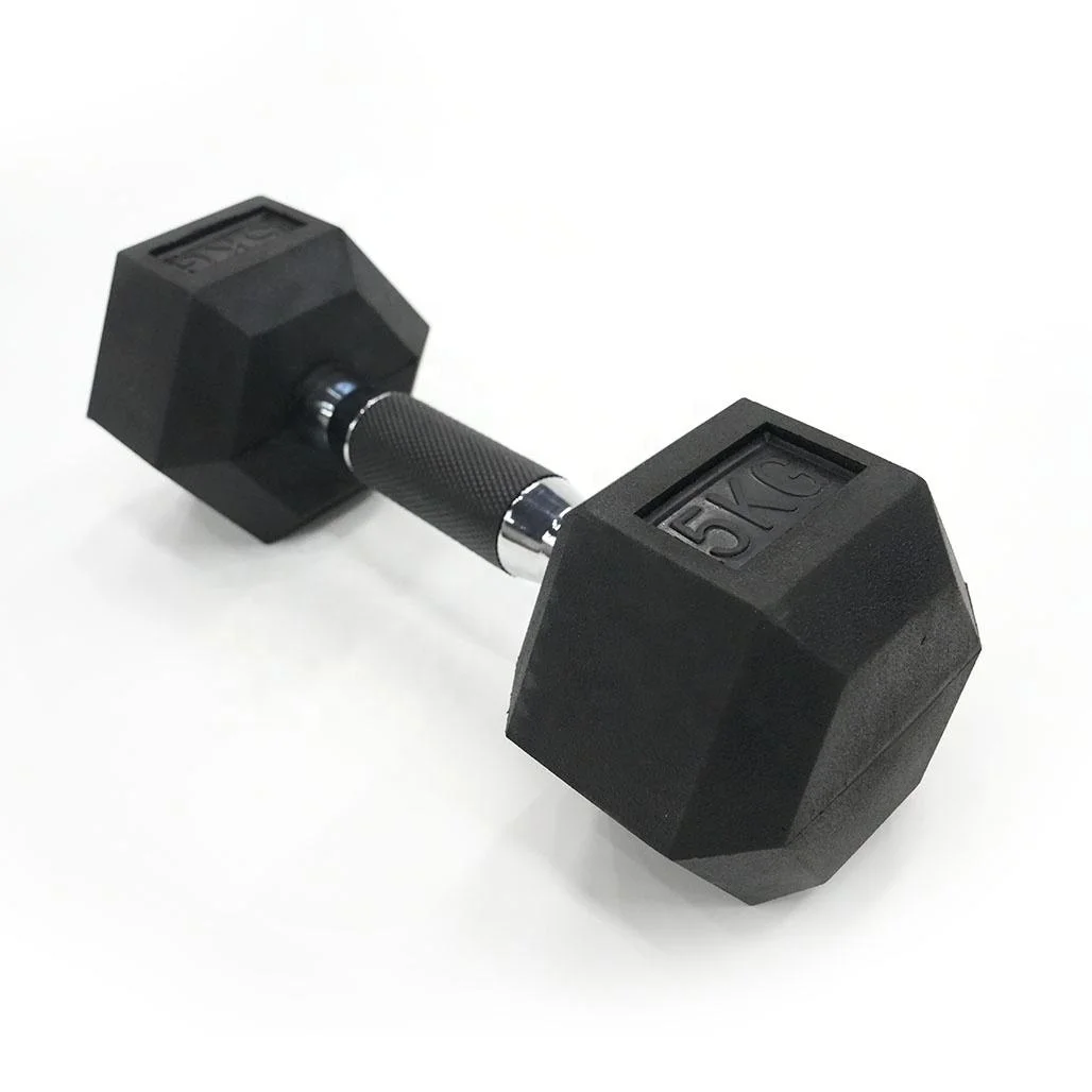 1kg-50kg HEX Rubber Dumbbell With Rubber Handle, Hand Weight With Anti-Slip For Strength Training