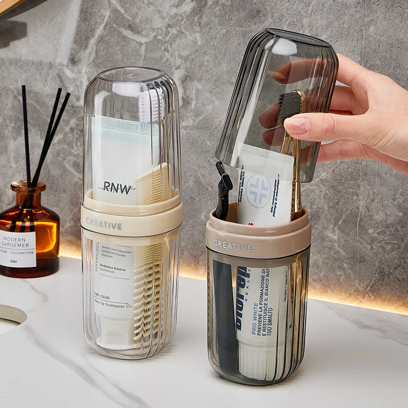 Best Sale Travel Portable Toothbrush Set Light Luxury High Quality Plastic 3-in-1 Toiletry Cup