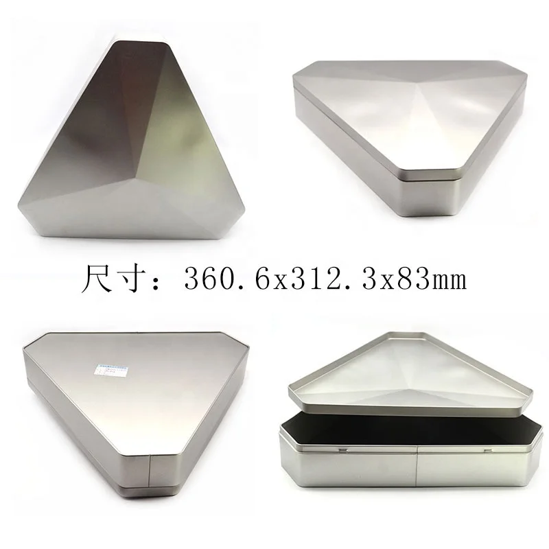 Irregular Triangle Shaped Gift Cookies Metal Jar With Curved Cover Large Empty Airtight Biscuit Tea Metal Tin Packaging
