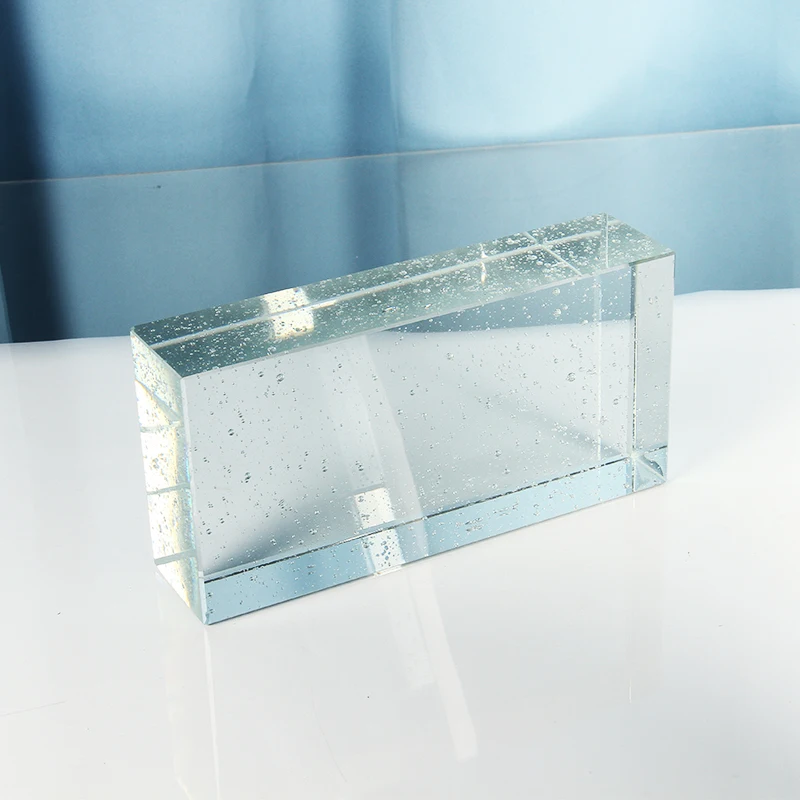 Clear and transparent bubble glass bricks are used in the partition decoration wall tiles of the hotel lobby conference room