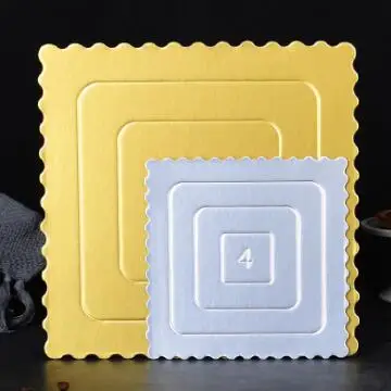 Wholesale Reusable Food Grade Round Golden Cardboard Cake Base Paper Plate Thickened Cake Tray Plate