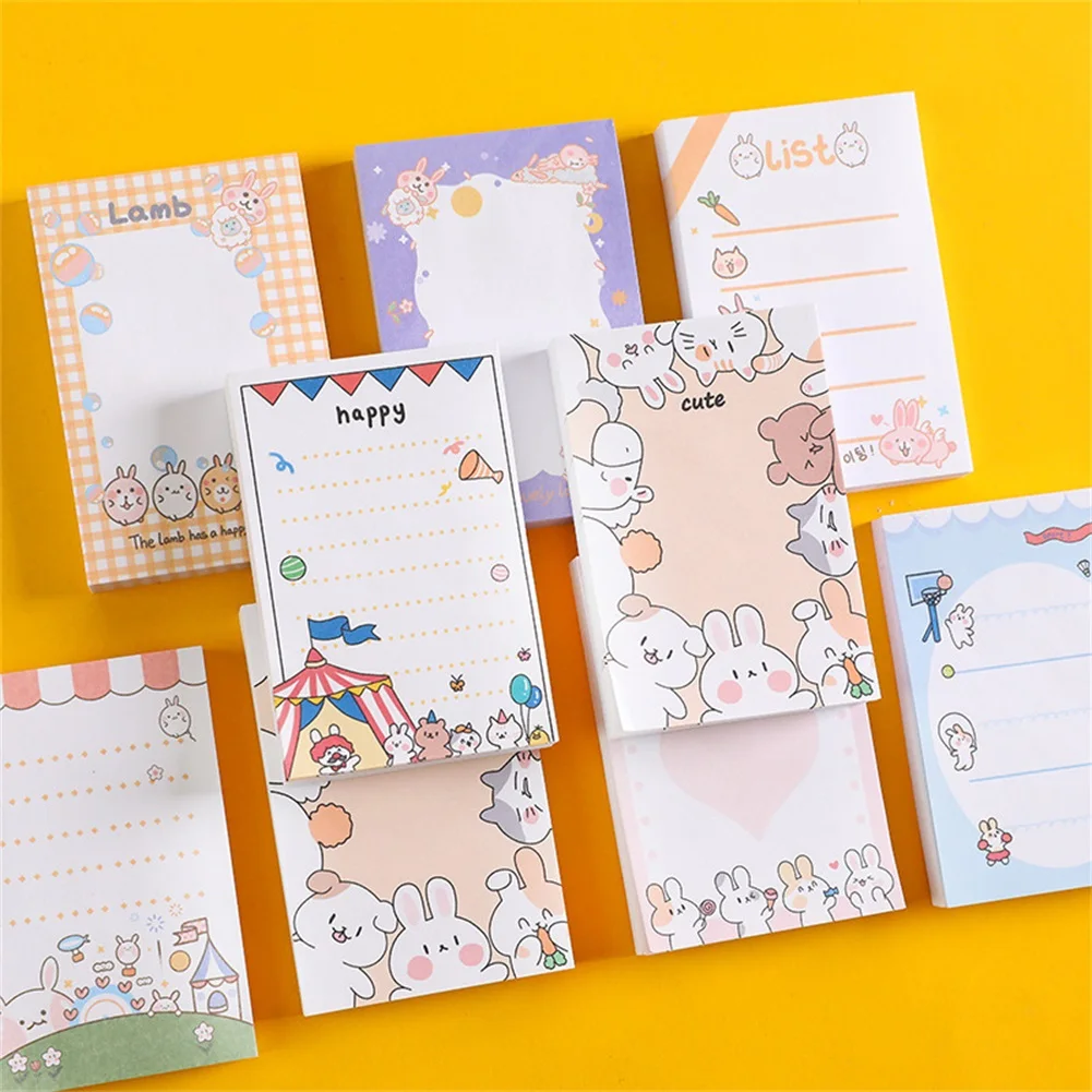 Cute cartoon bunny memo notepad this student notebook sticky note can be torn unlimited repeat paste message notepad