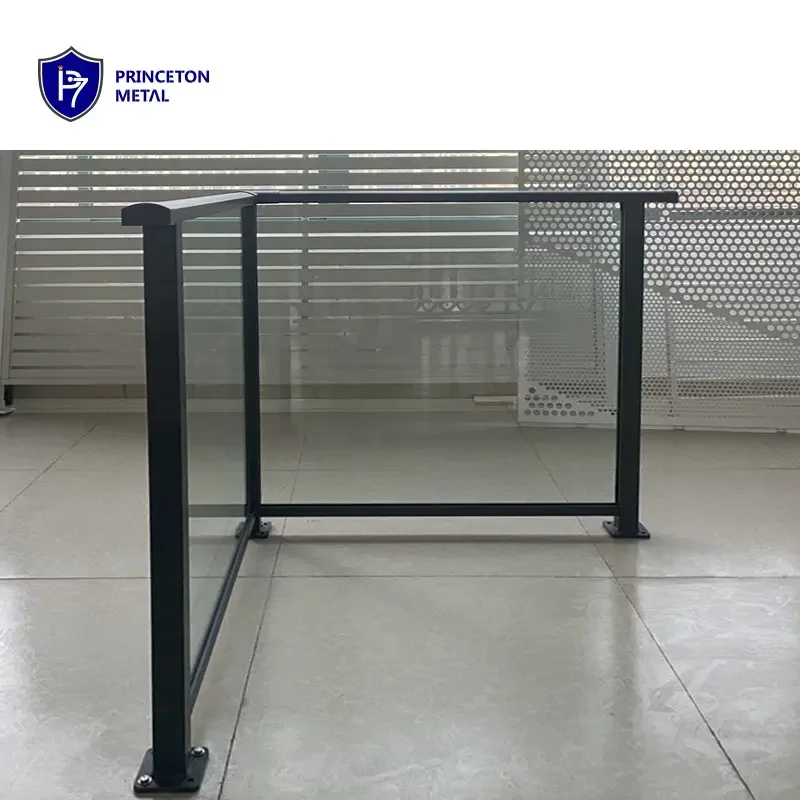 Modern design metal balustrade handrail system Aluminum  commercial glass railing with frame for project