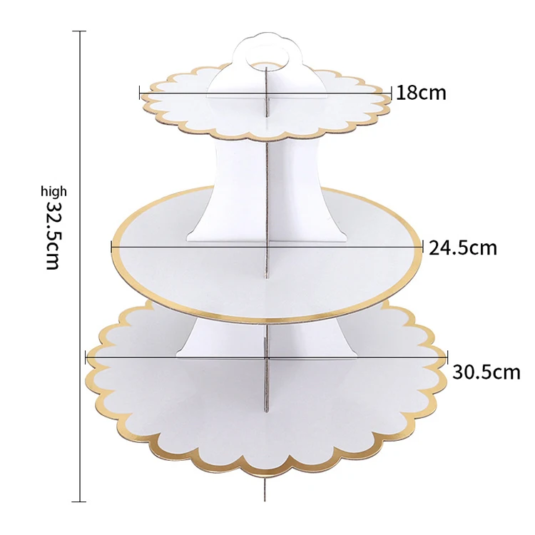 Wholesale Display 3 Tier Cardboard Paper Dessert Tower Cupcake Stand Set