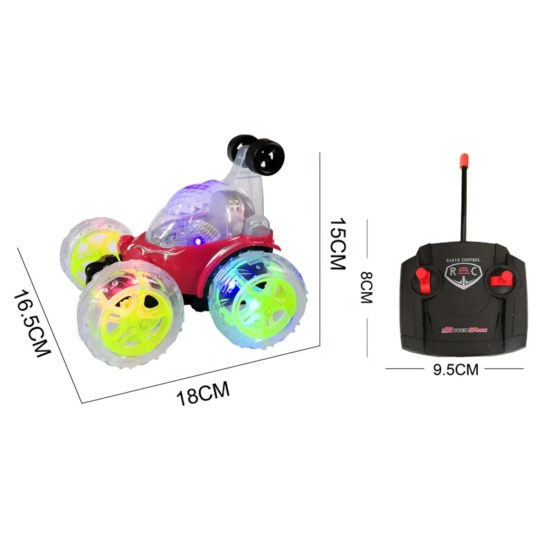 Children Toys Four Way RC 360 Degree Rolling Rotation Fast Drift Car Plastic Remote Control Stunt Car Toy