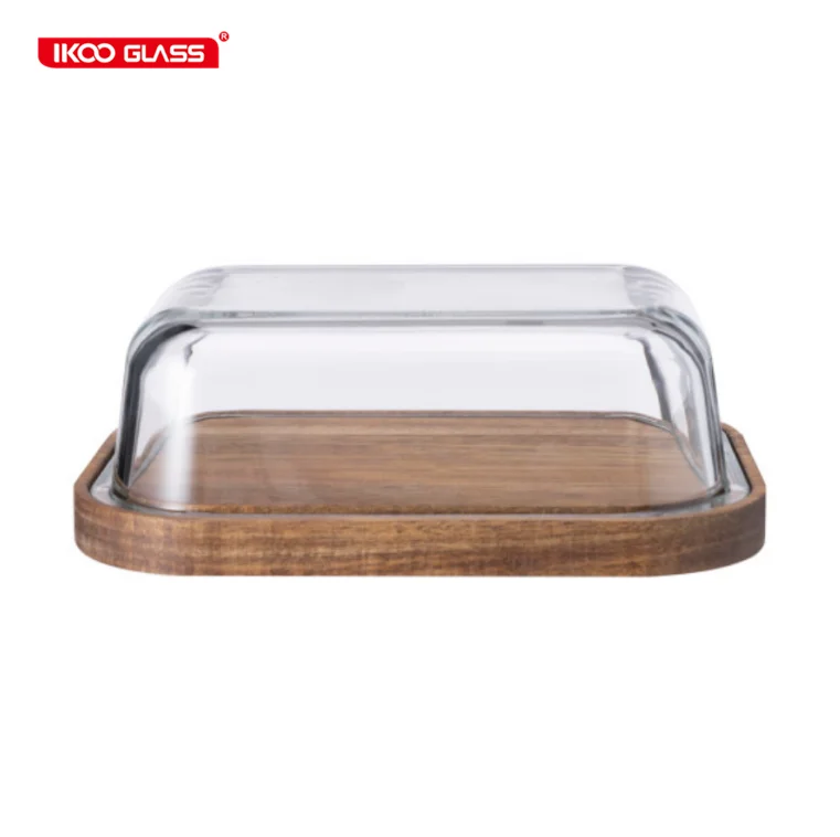 Easy to Use and 100% Food Safe High Borosilicate Glass Butter Dish with Bamboo Lid