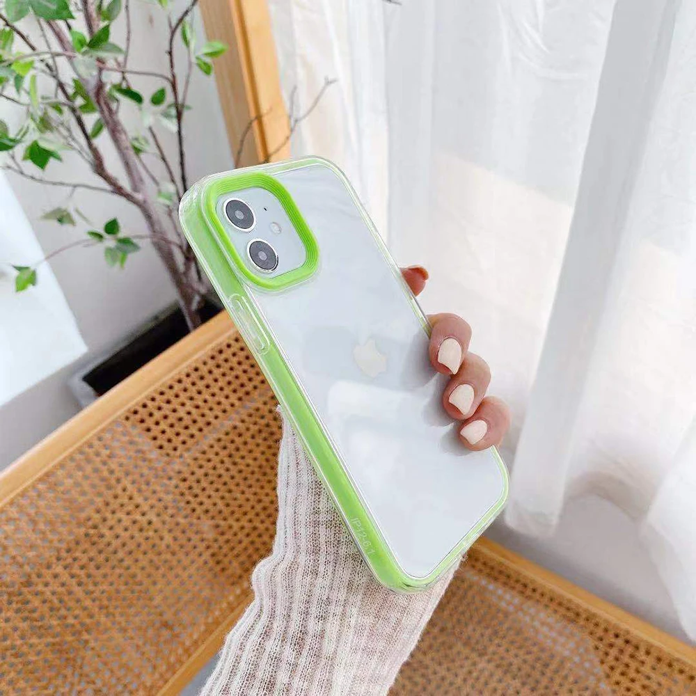 Оптовая продажа с фабрики прозрачный 3 в 1 чехол цветной рамкой противоударный для моделей Iphone