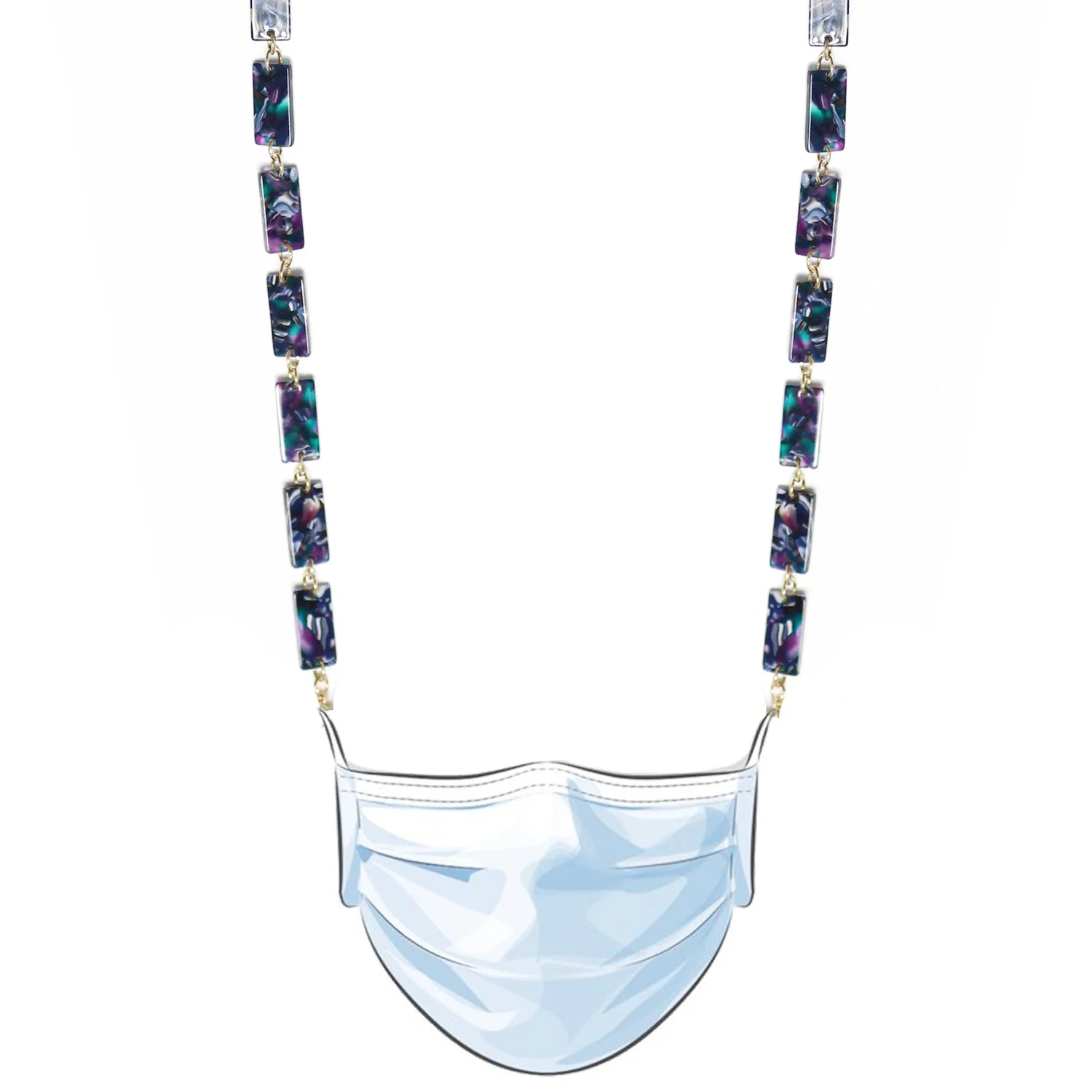 Леопардовая акриловая уксусная кислота, цепочка для солнцезащитных очков, винтажный шнурок для очков, шнурок для круглой шеи, держатель для маски, шнурок для очков