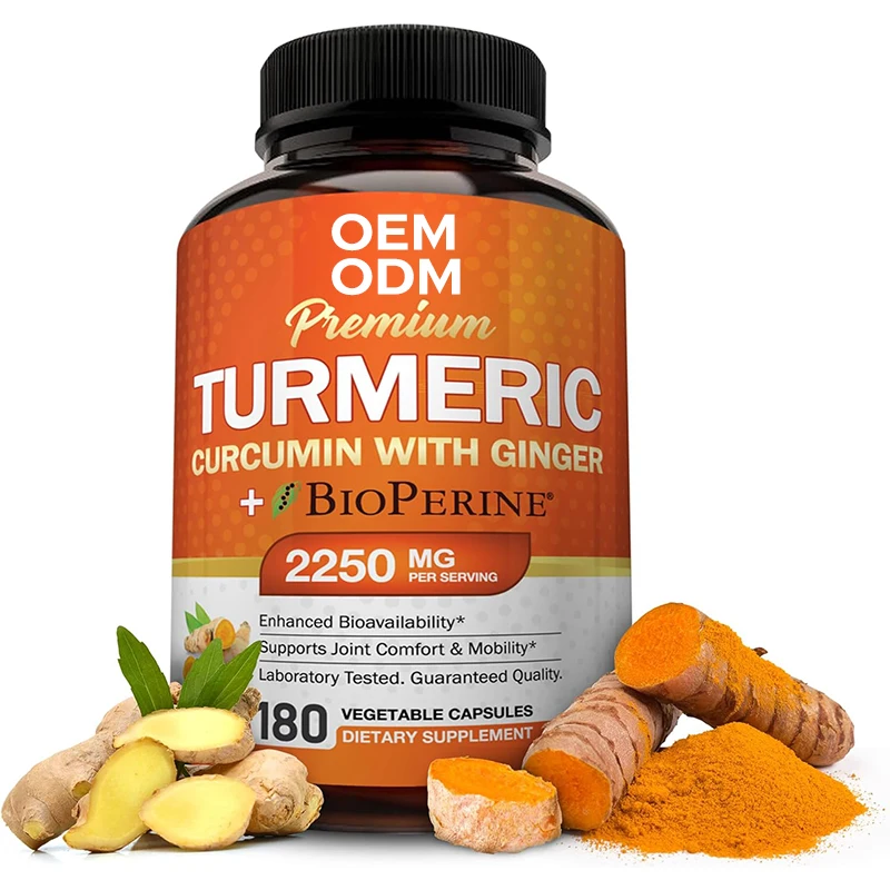 180 Capsules Turmeric Curcumin with Ginger and  Black Pepper Supplements