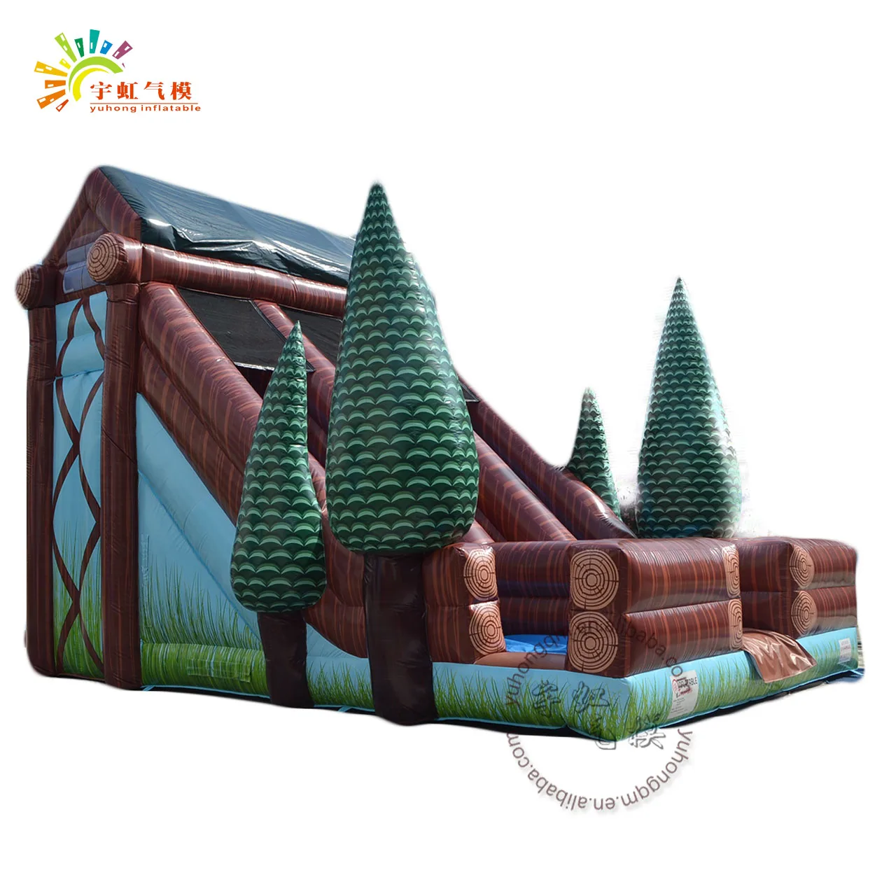 2021 hot sell woods park slide jumping bounce castle inflatable water slide with pool