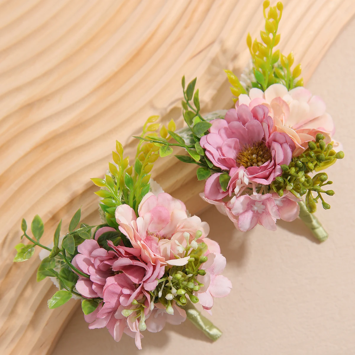 Bridal Blooming Multi-color Artificial Flower Groom Corsage Green Leaf  Wedding Brooch