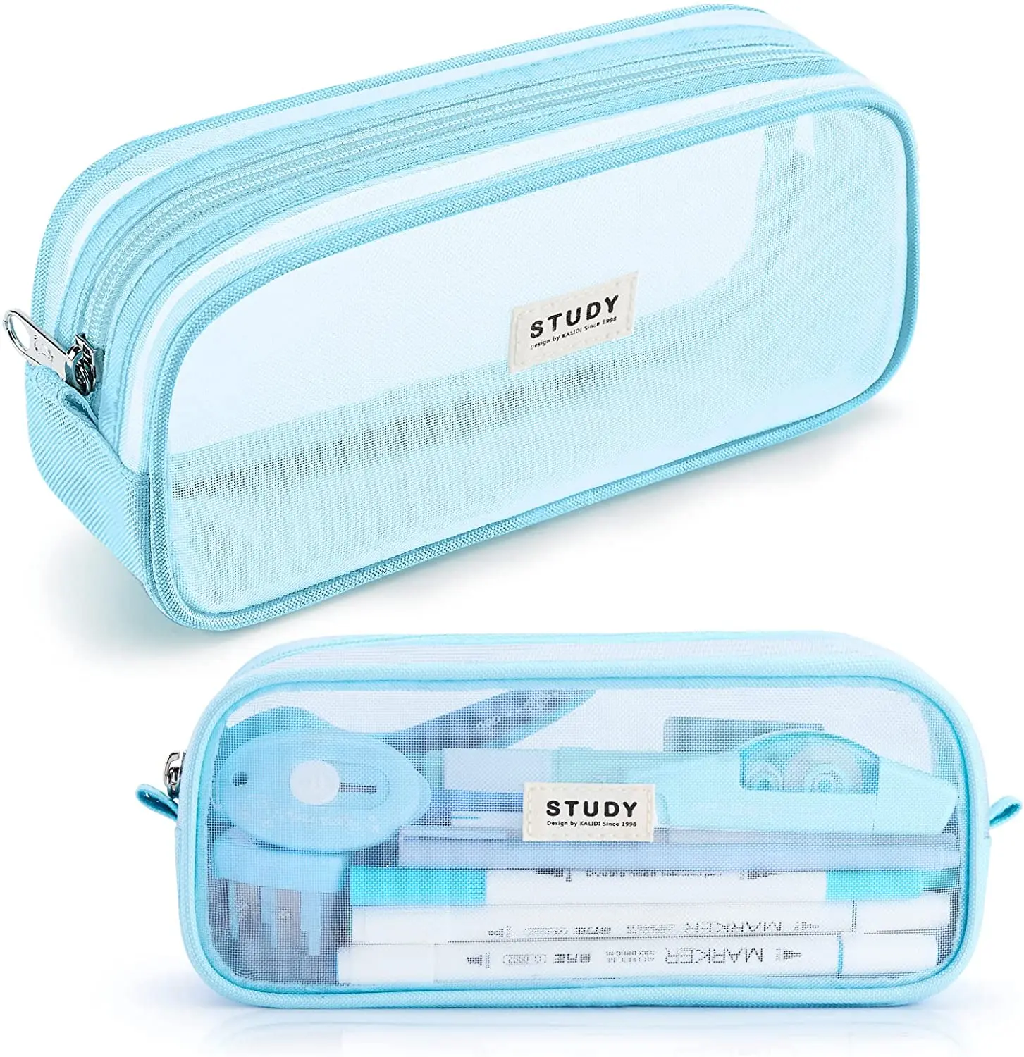School Children Student Pen Stationery Organizer Zipper Pencil Case Bag Mesh Pencil Pouch