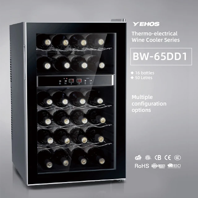 yehos 220v 24 bottles dualzone thermal electric wine cooler