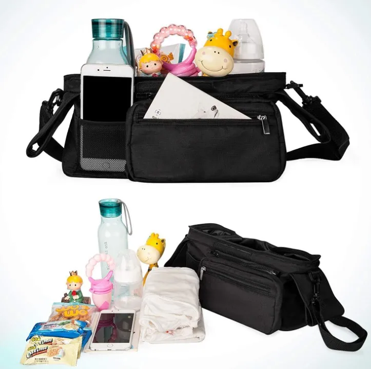 
Wholesale Universal Baby Stroller Organizer Storage Bag With Insulated Cup Holders Detachable Phone Bag 